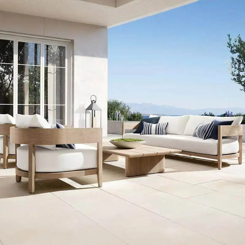 Outdoor teak sofa balcony courtyard garden outdoor hotel furniture combination balcony leisure hotel bed and breakfast sofa