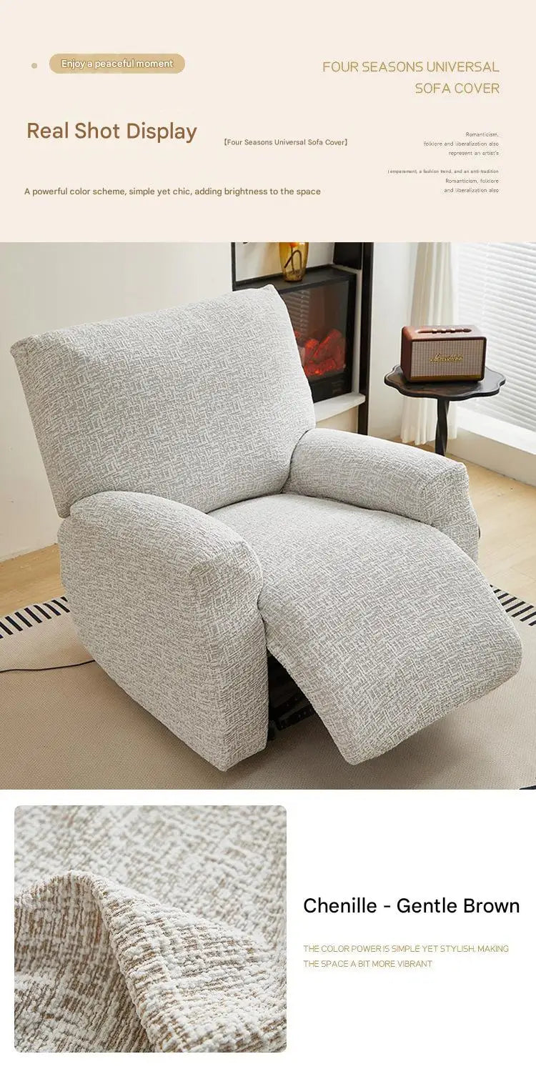 Stretch Recliner Chair Cover Faux Linen Chenille Lazy Boy Sofa Slipcover 360 Full Wrap Elastic Couch Protector Washable For Pets
