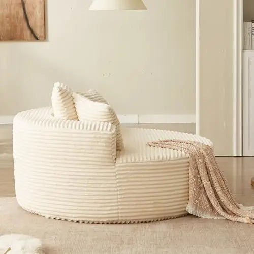55'' Oversized Corduroy Chaise Lounge Chair, Beige | Cloud-t oversized chaise with deep seat, no assembly, made for
