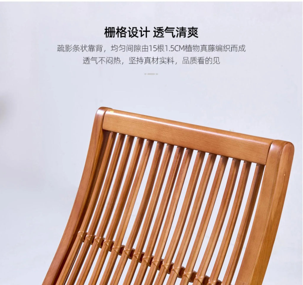 Rattan rocking chair Adult leisure recliner Natural rattan Xiao real rattan free chair Elderly solid wood new Chinese rocking ch