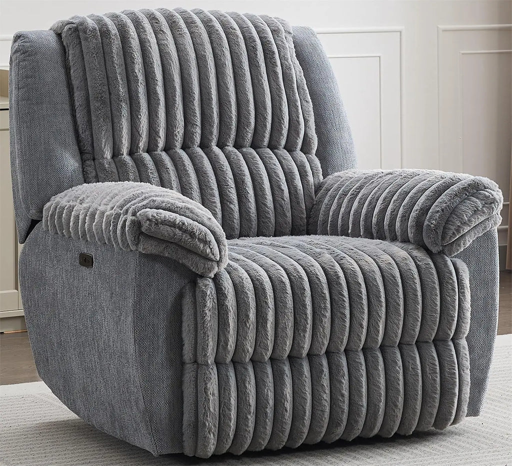 Oversized Power Recliner Zero Gravity with USB Port for Big Man Faux Fur Electric Extra Large Reclining Chairs for, Customized