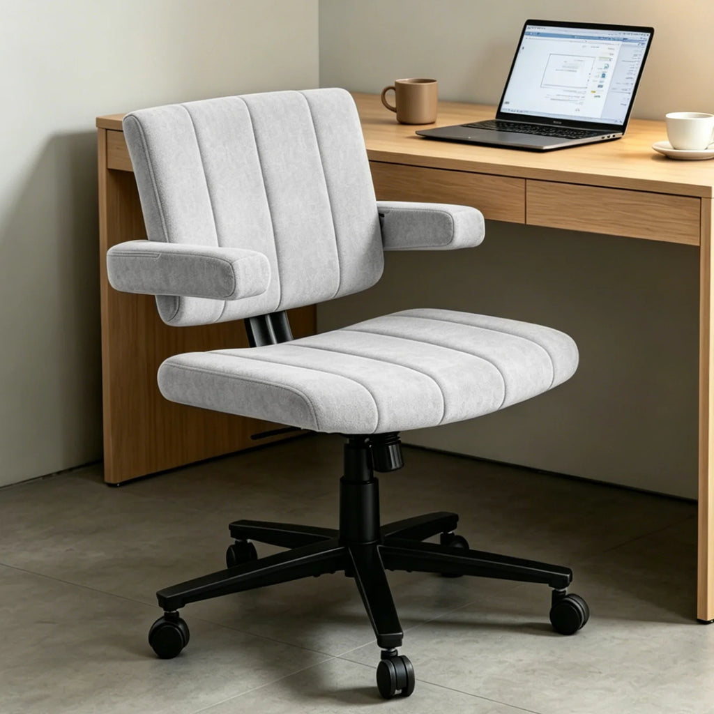VIGOSIT Criss Cross Chair, Anti-Grip fabric Comfort Cushion Modern Tailor Seat chair for Office,Cute Vanity Swivel Chair with Back Modern Fabric with Wheels Swivel Task Home Gaming Chair