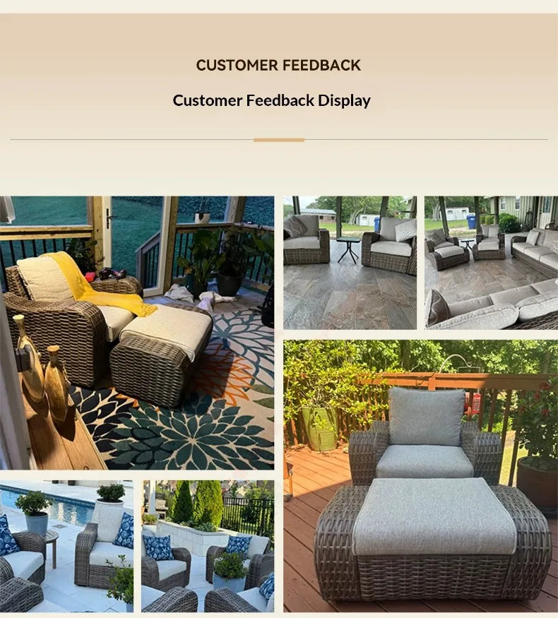 Outdoor PE Rattan Sofa Table Set, Waterproof Sun‑Resistant Patio Furniture for Garden, Balcony and Backyard Leisure Use