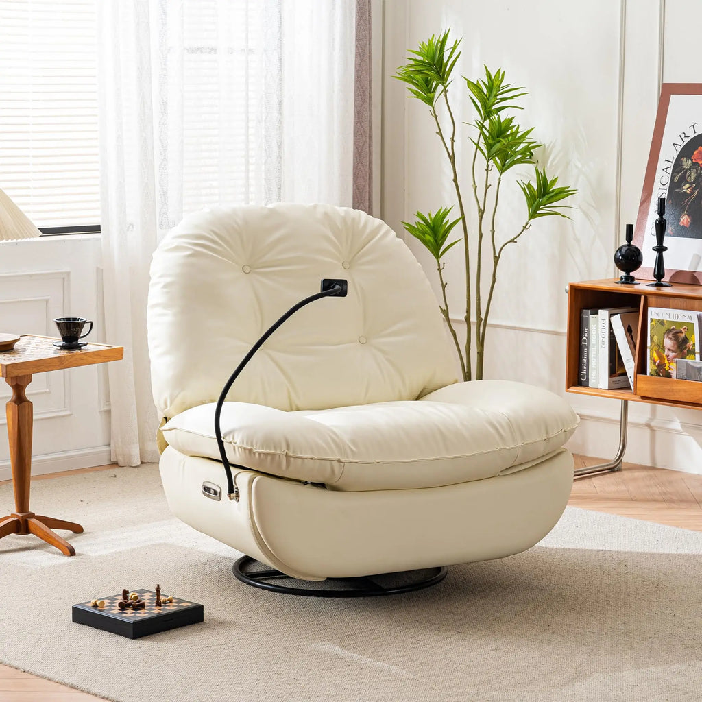 *Cheap Price White Multi-position Single Power Lift Recliner White Leather Comfortable Sofa Chair With Phone Holder