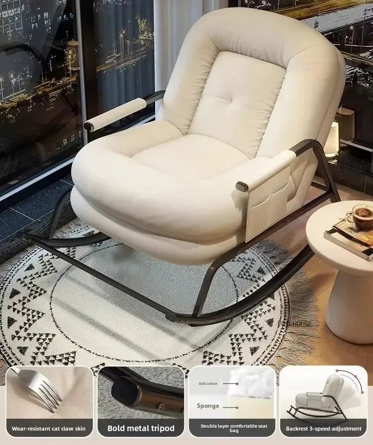 Corduroy Backrest Lazy Chair Multifunctional Comfortable Modern Creative Seating for Balcony Living Room Bedroom Apartment Small