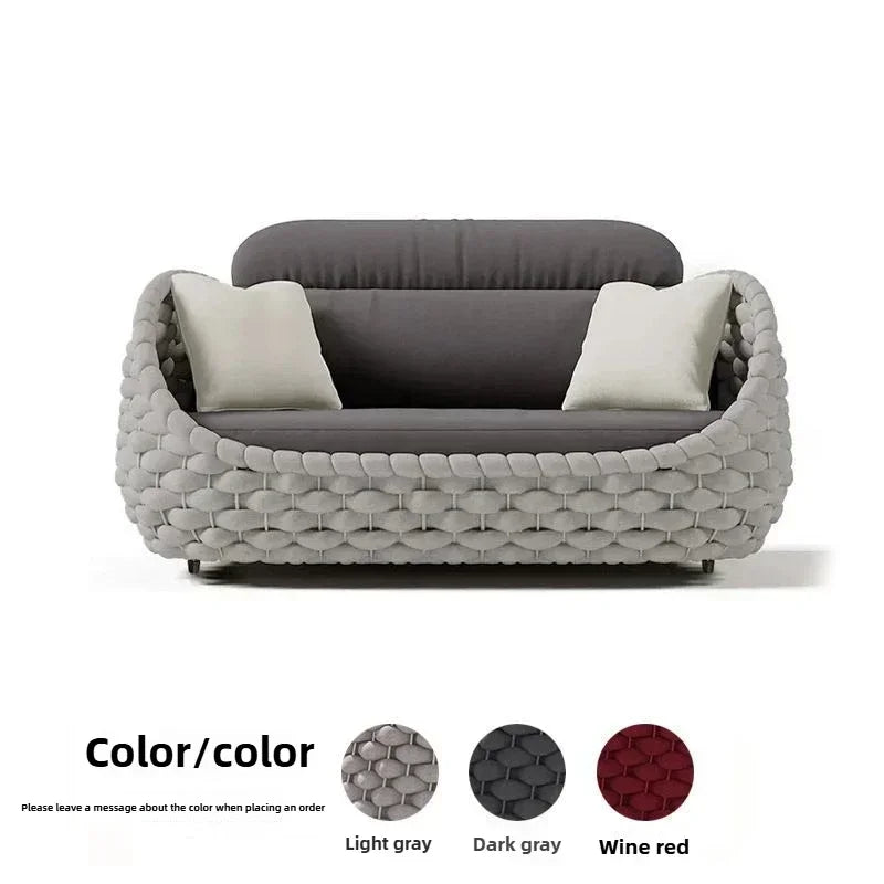 All-Weather Rattan Outdoor Sofa Set or Villa Balcony Living Room Leisure Terrace Furniture fCourtyard Combination Double Chair