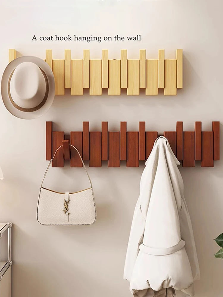 Piano Key Coat Rack Solid Wood Clothing Storage Racks Wall Mounted Clothes Organizer Hanger Entrance Hall Home Furnitures