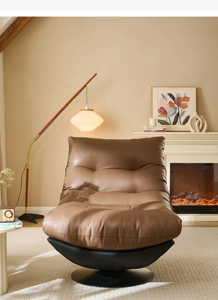 Italian minimalist sofa chair single leather art rotating leisure chair living room high-end single chair