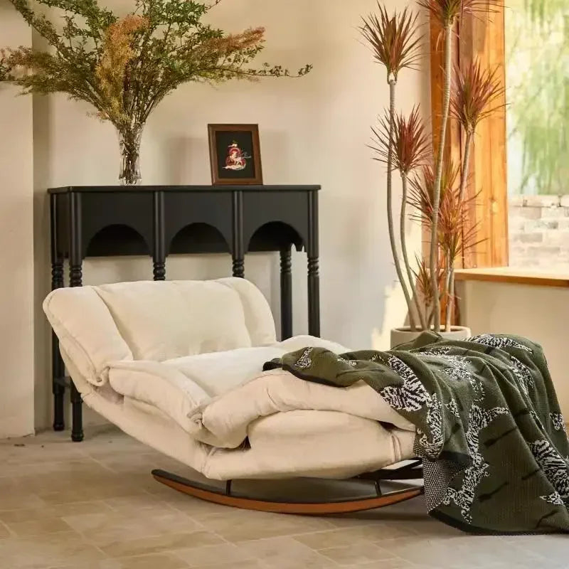 Rocking chair Lazy sofa Adjustable folding single sofa chair Home leisure bedroom Balcony lunch break recliner