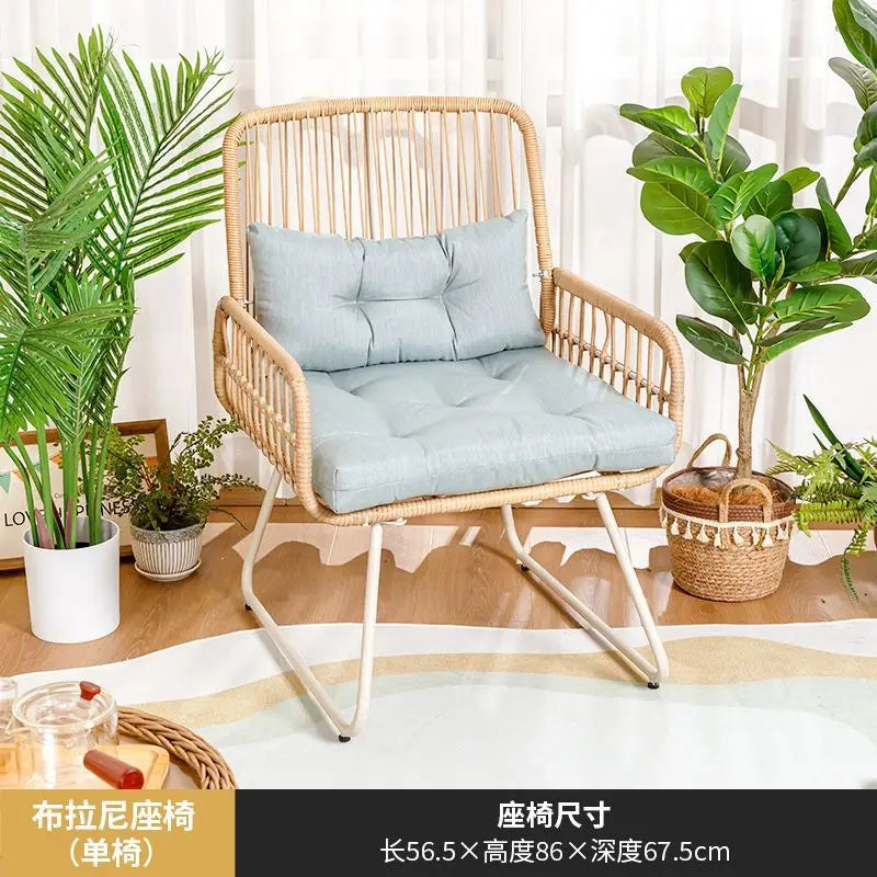 Rattan woven rocking chair Home leisure creative nap balcony adult living room modern garden handmade lounge chair