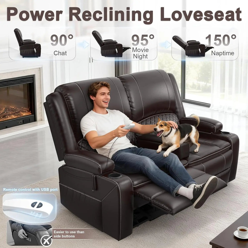 Power Loveseat Recliner, RV Loveseat Recliner Wall Hugger (Pu,Brown), Custom