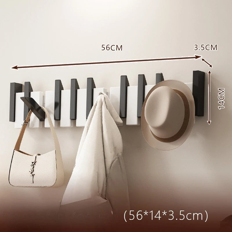 Piano Key Coat Rack Solid Wood Clothing Storage Racks Wall Mounted Clothes Organizer Hanger Entrance Hall Home Furnitures