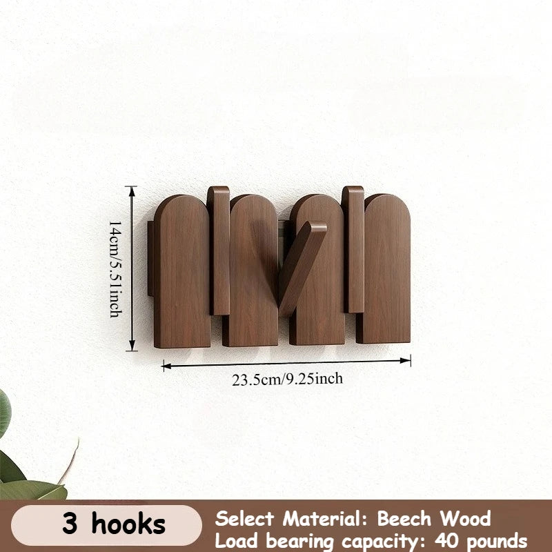 Piano Key Hanging Rack - Wall-Mounted Wooden Hook with Multiple Compartments for Clothes, Hats, Bags, Entryway Organizer