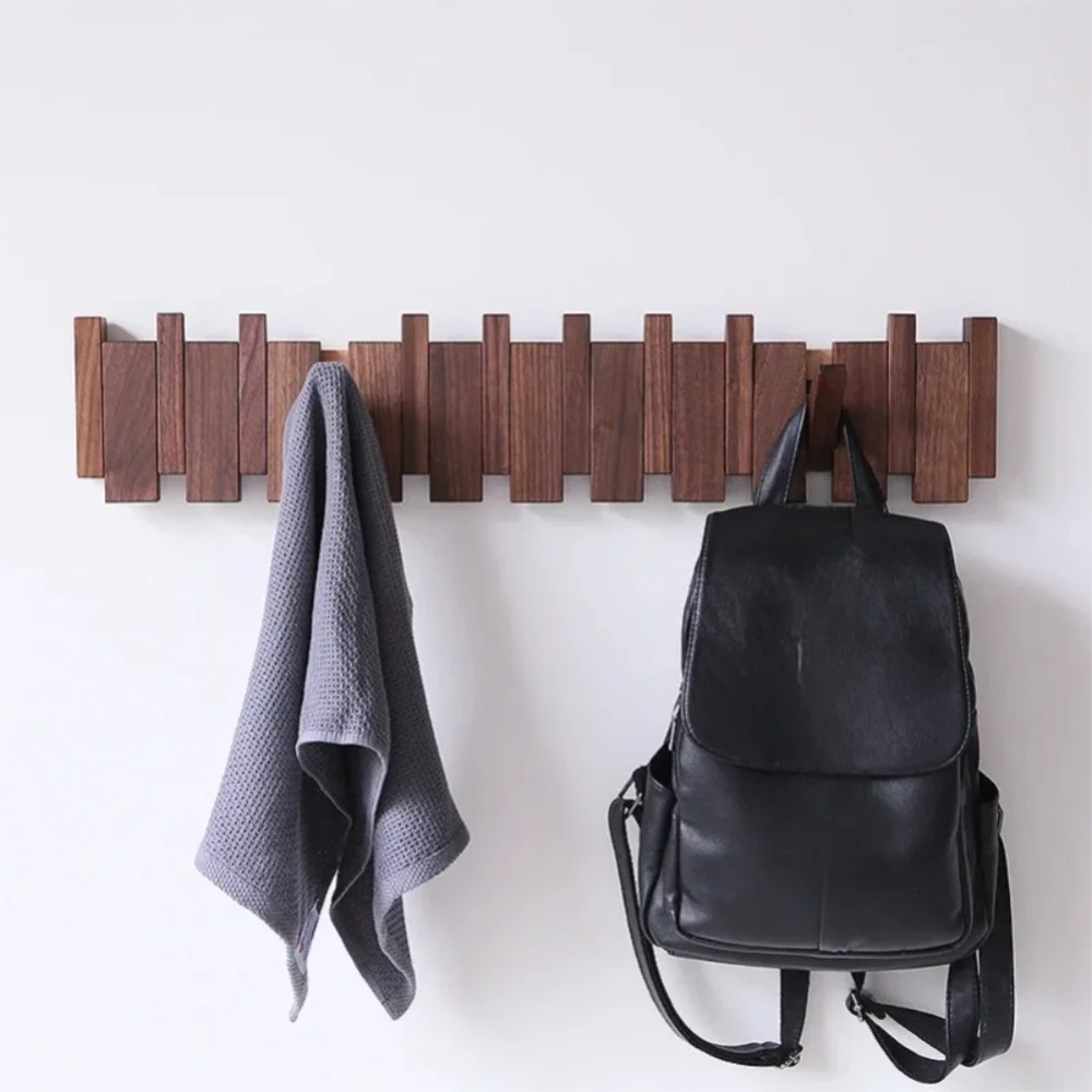 Creative Wall Mounted Wood Coat Racks Piano Key Shaped with 8 Hooks Entry Door Porch Hanging Hook Art Clothes Hook Home Decor