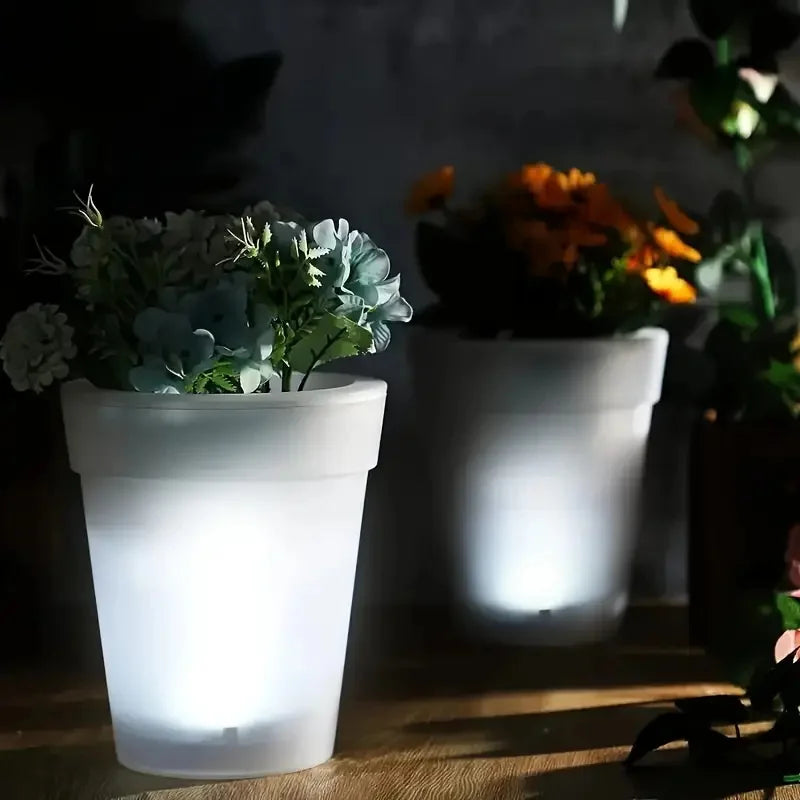 Outdoor Solar LED Flower Pot Light Glowing Planter Pot Light Light Up Plant Pot Artificial Bucket for Flowerpot Light Vase Decor