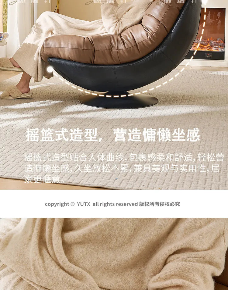 Italian minimalist sofa chair single leather art rotating leisure chair living room high-end single chair
