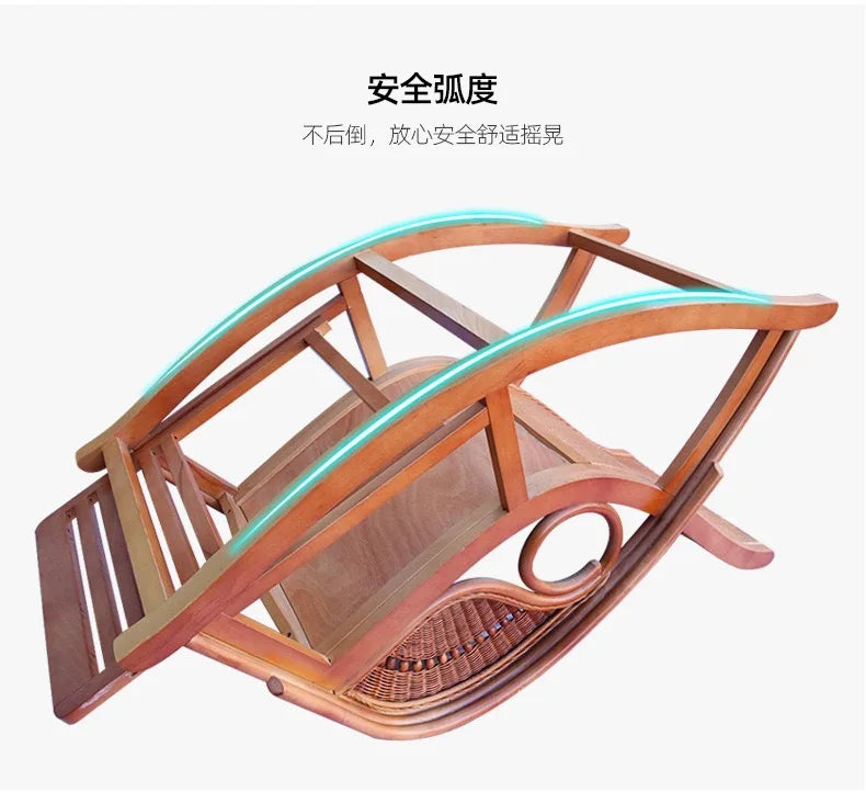 Rattan rocking chair Adult leisure recliner Natural rattan Xiao real rattan free chair Elderly solid wood new Chinese rocking ch