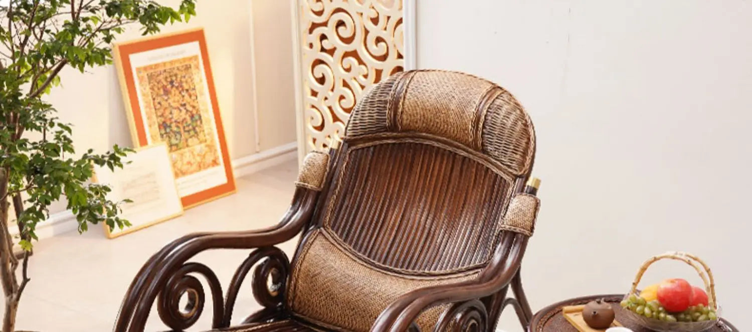 Natural rattan rocking chair adult sofa household cushion living room