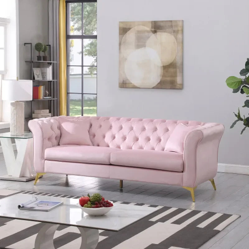 Modern Nordic Velvet 3 Seater Sofa Compact Fabric Couch for Small Living Room Light Luxury Designer Furniture