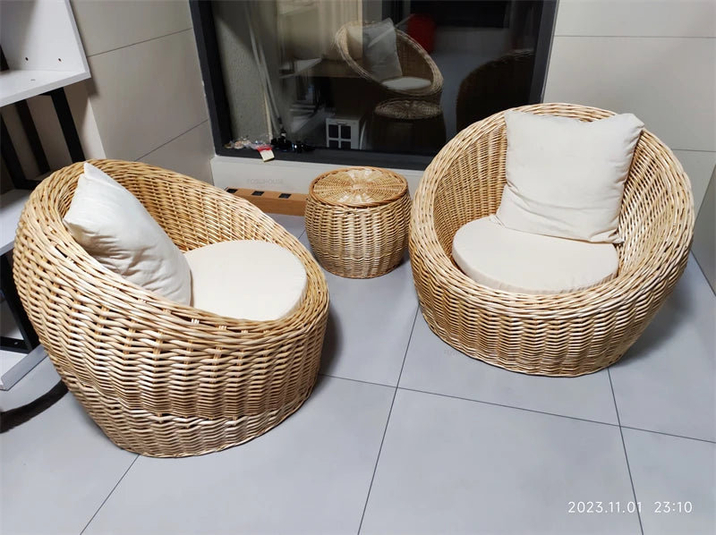 Modern Rattan Lazy Garden Sofa Chair Set Outdoor Patio Balcony Terrace Furniture Wicker Tatami Leisure Coffee Table Indoor