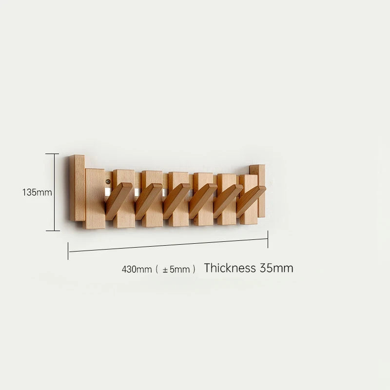 Walnut Wood Coat Rack Hook Wall-Mounted Hidden Decoration Hook Hanger Foldable Bedroom Closets Wooden Wall Shelf Home Decor