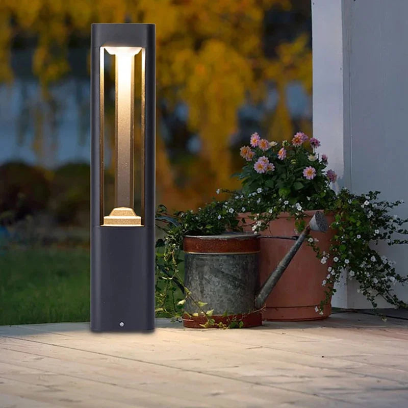 Outdoor LED Bollard Landscape Light Black Garden Pathway Lighting Fixtures Floor Lawn Lamp for Pillar Driveway Patio Yard Decora