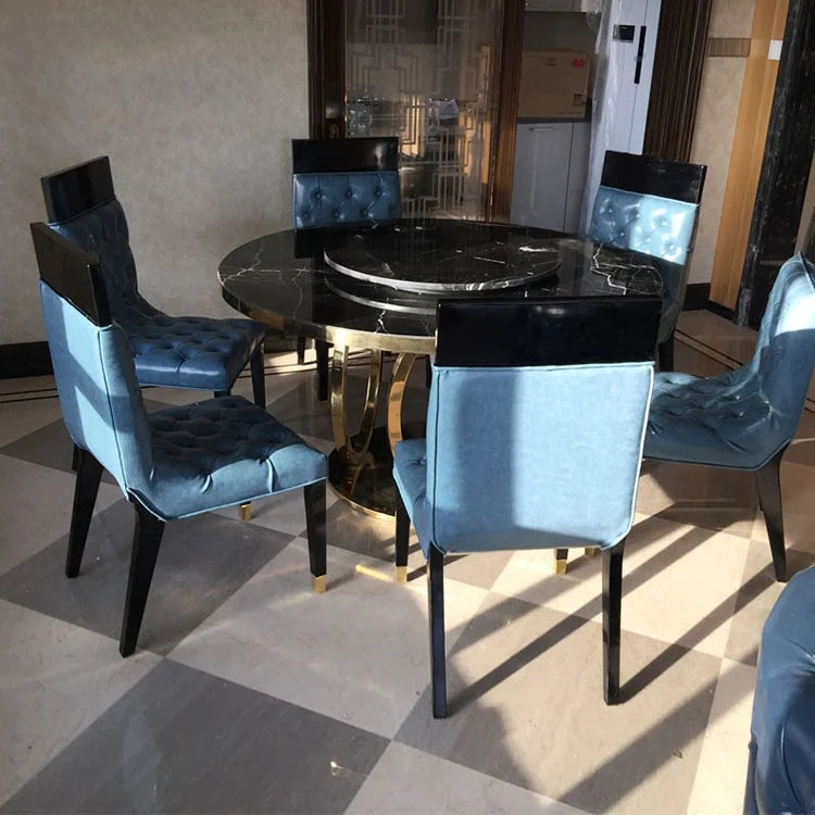 #Italian high-end restaurant furniture oval dining table set luxury 6 8 chairs modern marble dining table set
