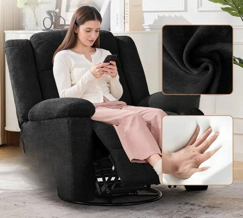 360° Swivel Rocker Recliner with Massage and Heating, Nursery Rocking Chairs，Korser Rocker Recliner Chair for Adults
