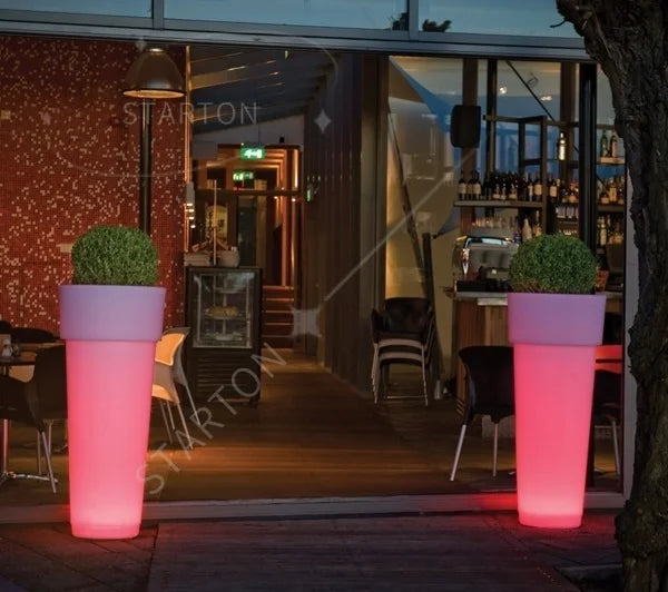 Solar-Charged Large Glowing LED Garden Light Illuminated Outdoor Flower Pot Planter for Home Planter Solar Outdoor Illuminated