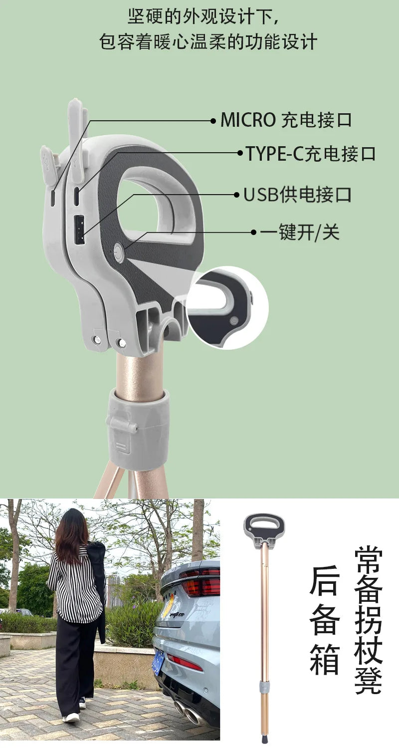 Multifunctional Hiking Pole Outdoor Portable Massage Three-legged Stool Hiking Cane Cane Stool