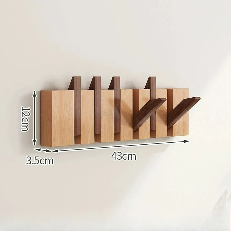 Light Luxury Living Room Wall Clothes Rack Wall-mounted Clothes Hanger Solid Wood Shelves Storage Home Organization and Storage
