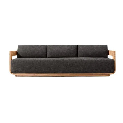 Nordic Outdoor Teak Sofa Set Solid Wood Waterproof Leisure Sofa and Coffee Table Combo for Villa Courtyard Homestay Patio