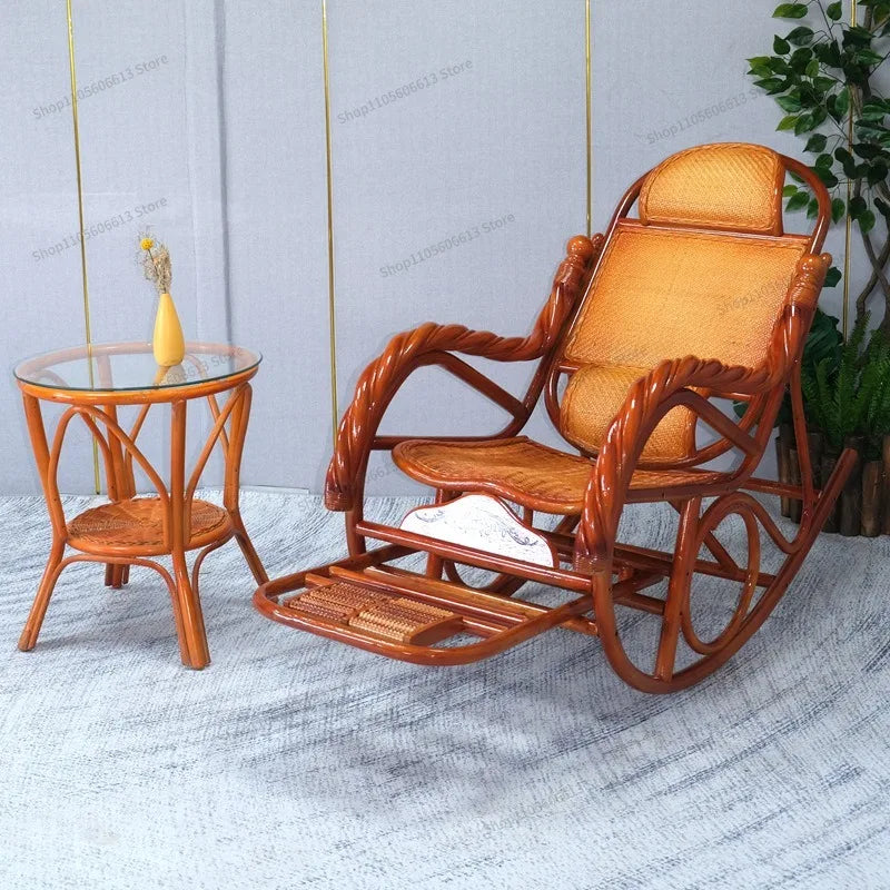 For Rattan Rocking Chair, Recliner Balcony Home Leisure Rattan Rocking Chair Adults Elderly Living Room Courtyard