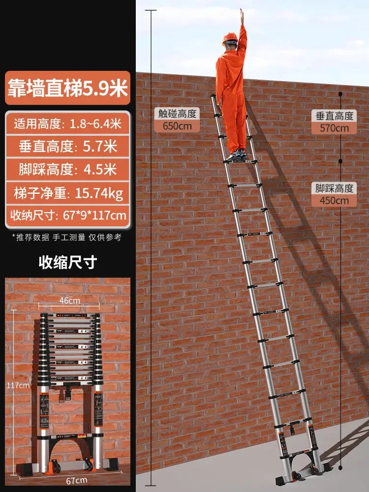 Aluminum Alloy Telescopic Ladder Thickened Stainless Steel Step Ladders Folding Lift Herringbone Ladder Home Portable Ladder B Y
