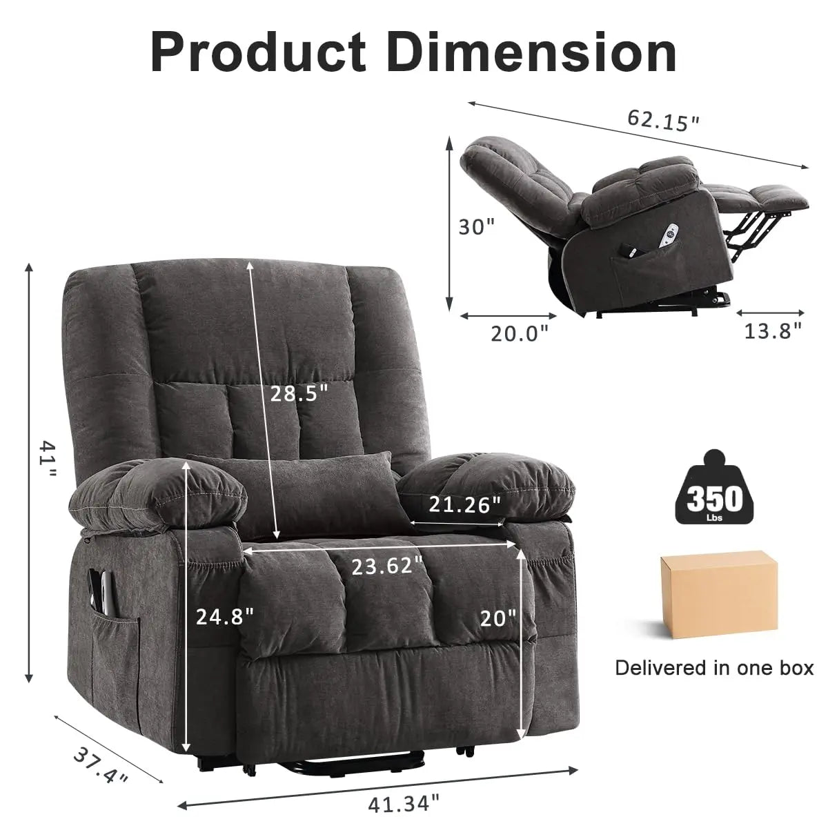 Power Lift Recliner Chair for Elderly with Vibration Massage and Heating Functions, Electric Recliner Single Sofa, Customized