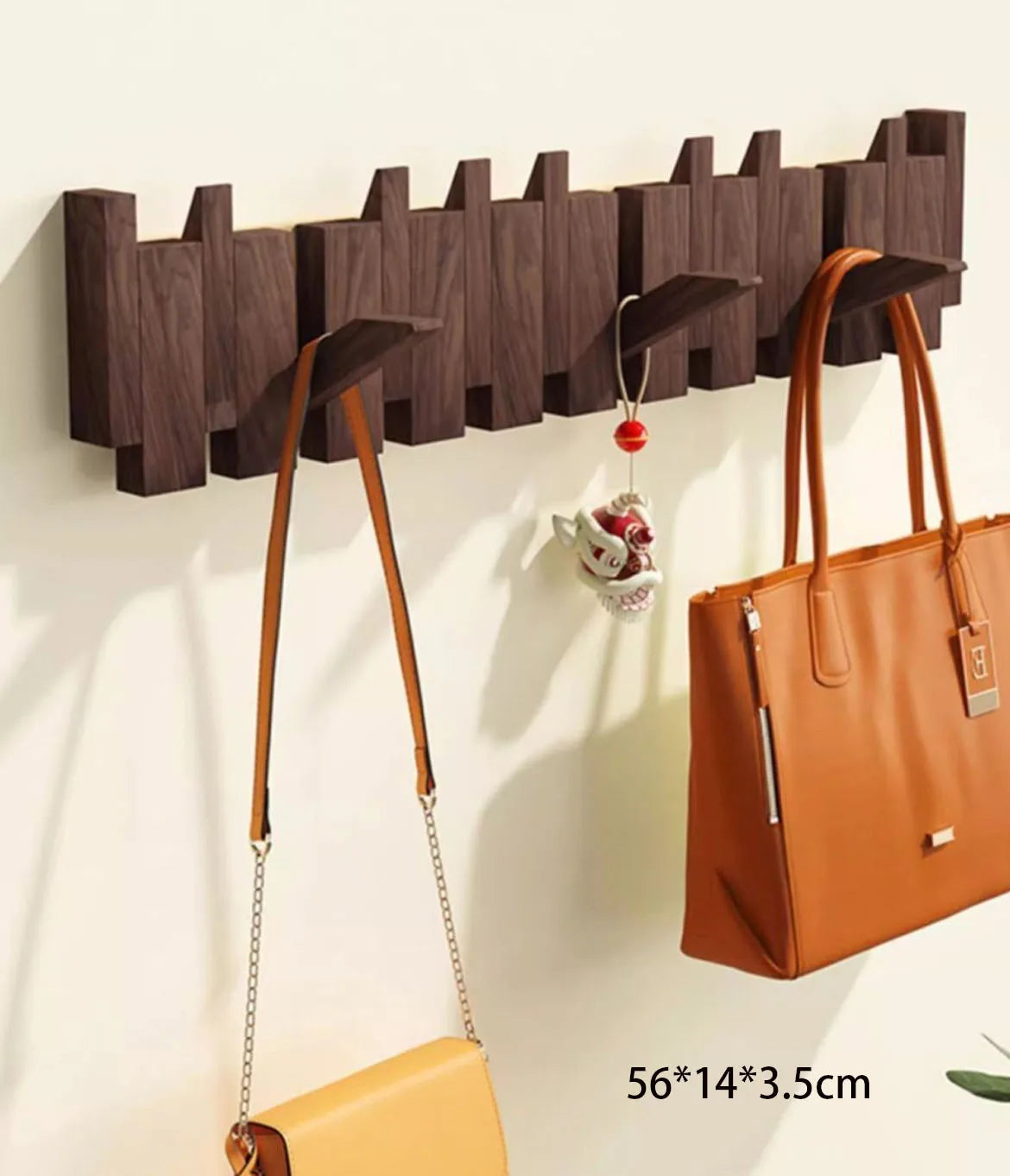 1PC Wall Mounted Black Walnut Coat Rack Solid Wood Clothes Hook Dropshipping Entrance Door Hanger Coat Rack Home Decor Furniture