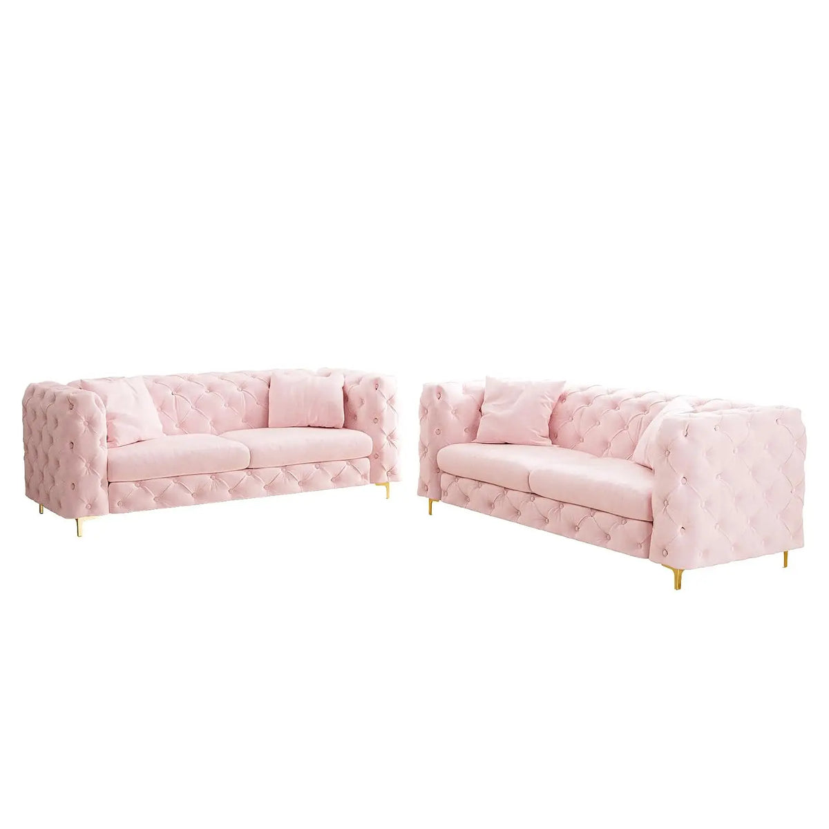 75" Mid Century Modern Tufted Velvet Sofa Gold Legs, Customized