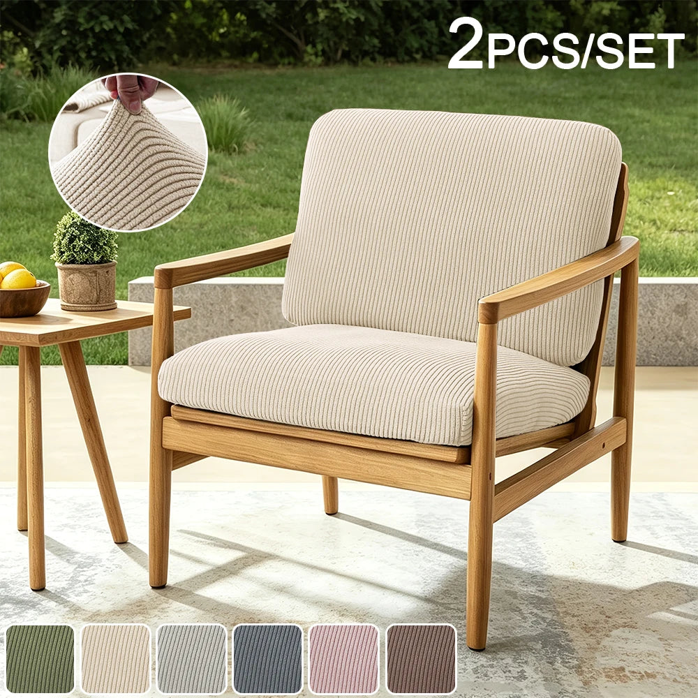 2pcs Striped Jacquard Sofa Cover Elastic Thick Chair Seat Cushion Cover Sectional Sofa Case Slipcover Living Room Garden Decor