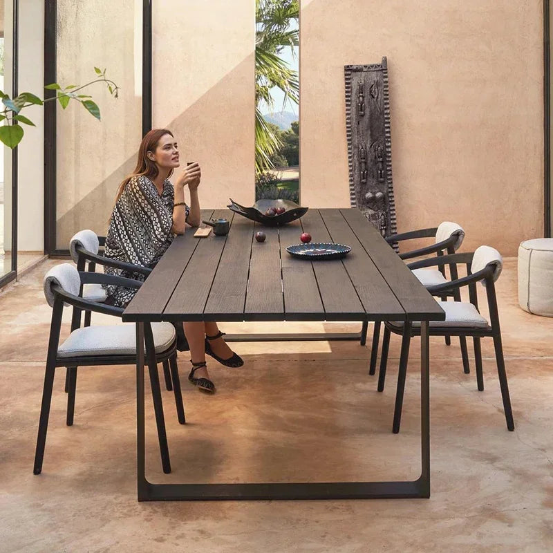 Leisure Solid Wood Outdoor Table Chair Garden Furniture Sets Patio Modern Balcony Three-piece Set Design Creative Home Armchair