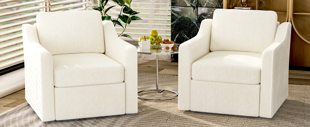 360° Swivel Accent Chair Set of 2, Large Comfy Reading Chairs, Accent Square Single-seat Armchair Upholstered Sofa