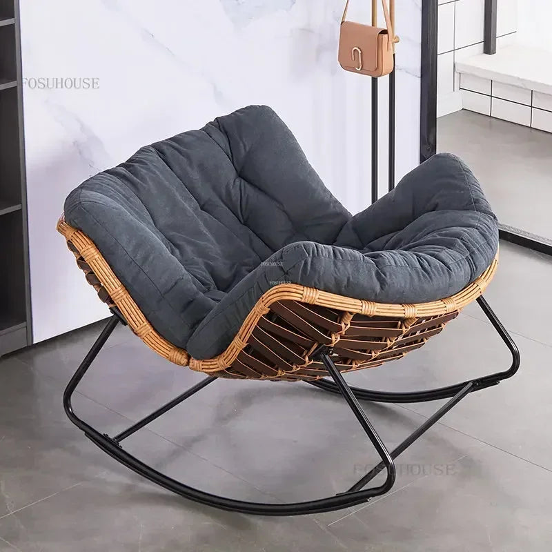 Nordic Lazy Living Room Chairs Home Balcony Rocking Chairs Reclining Sofas Rattan Sofa Leisure Rocking Chair Home Furniture