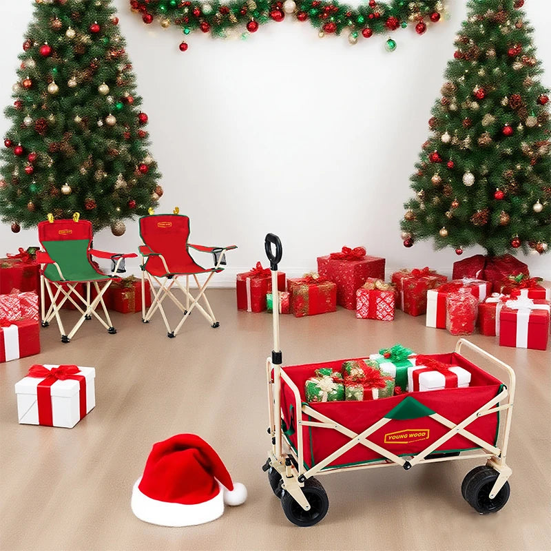 Christmas atmosphere beach stool, convenient camping folding chair camping cart, lightweight Christmas dining chair living chair