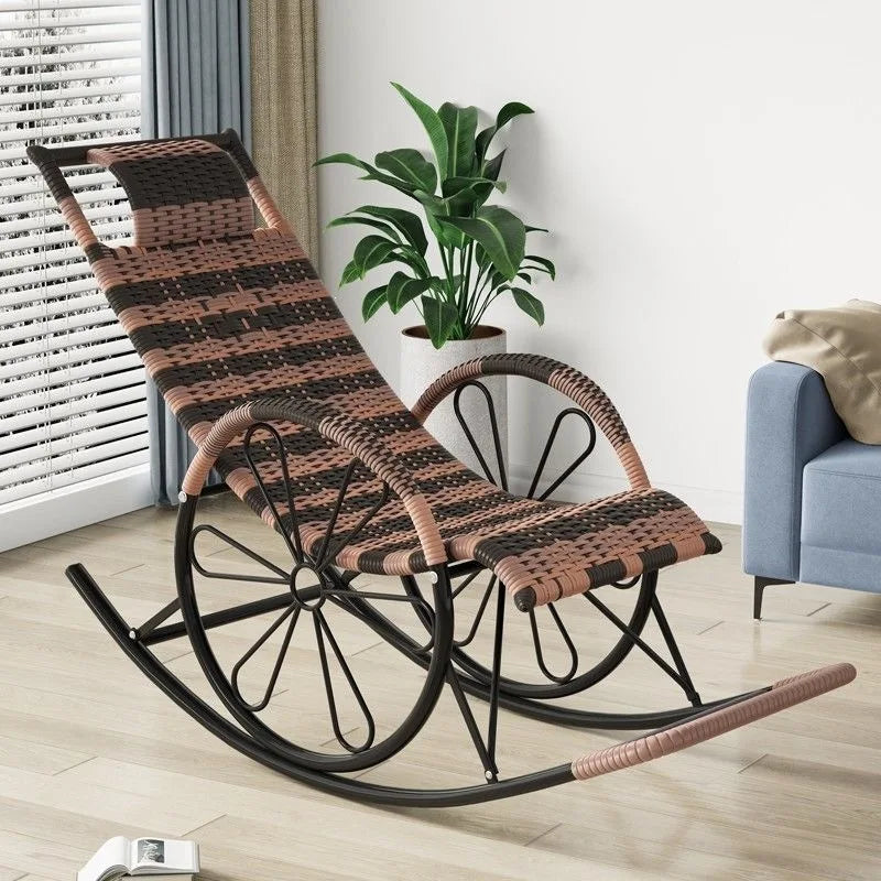 Rocking  Reclining Chair Adult Rattan Lunch Break Balcony Home Leisure Sleeping Living Room Elderly Free Chair