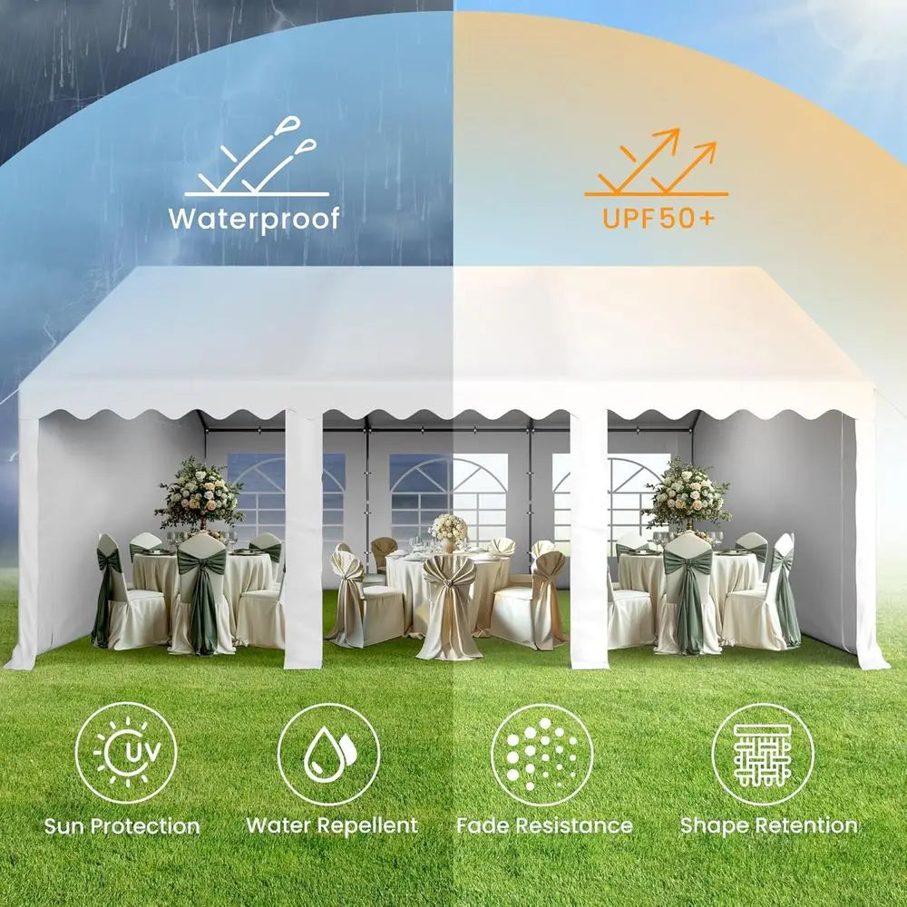 16x20 Outdoor Heavy Duty Party Tent, Large Party Wedding Event Tent with Removable Sidewalls & 3 Storage Bags or Patio Outdoor G
