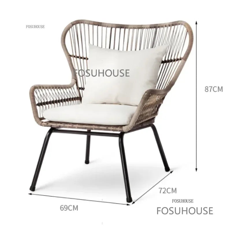 Terrace Rattan Chairs Tea Table Three Piece Set Modern Outdoor Furniture For Balcony Courtyard Garden Leisure outdoor Armchair