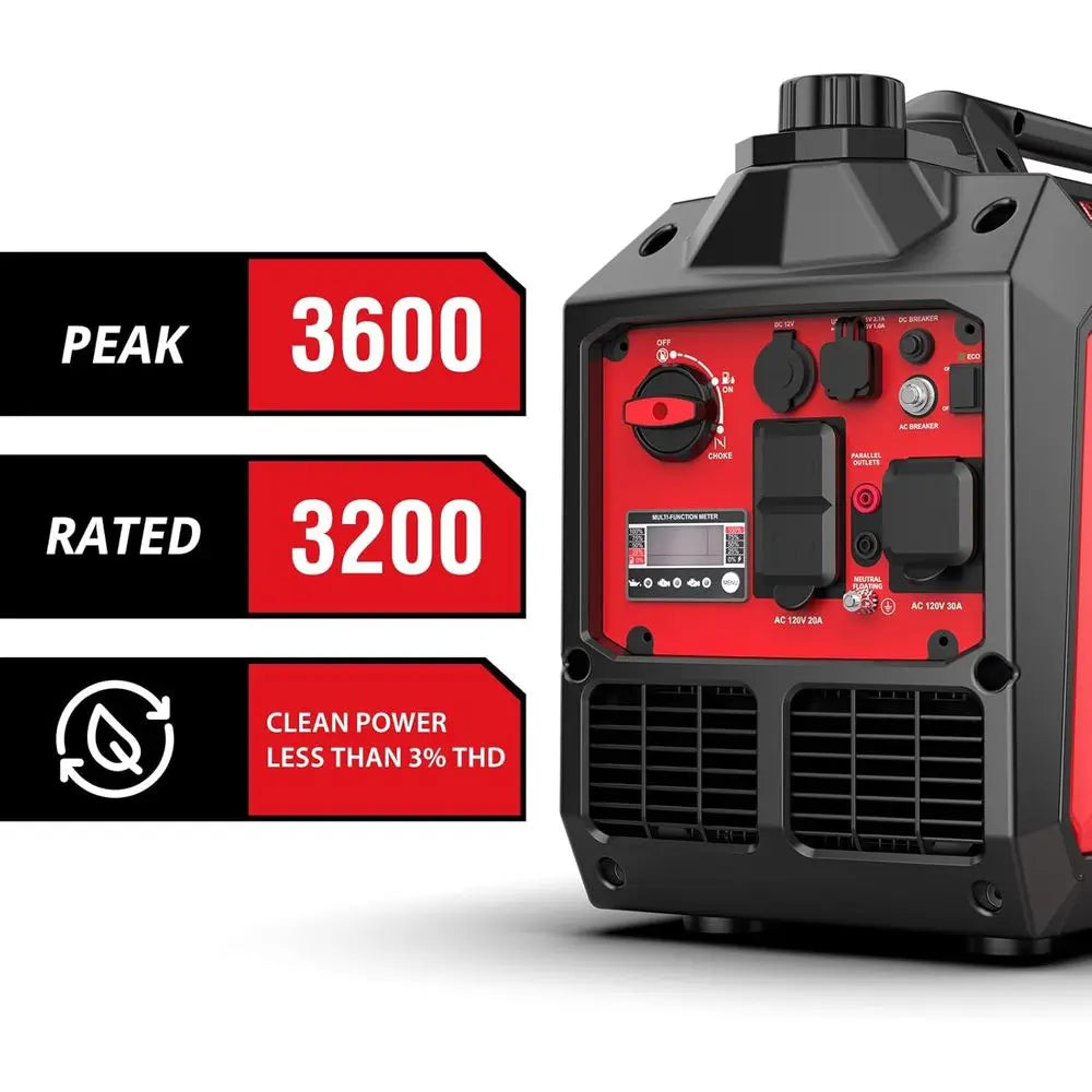 3600W Portable Inverter Generator with Quiet Tech for Camping, RV, and Home