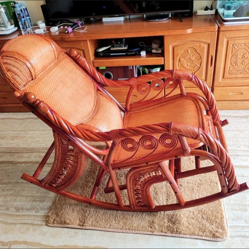 New Chinese style carefree courtyard lunch break with stretching massage pedal rocking chair