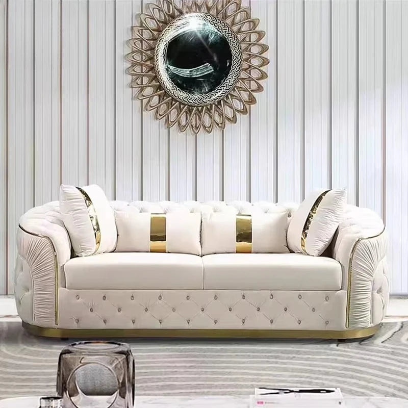 American Luxury Fabric Living Room Home Sofa Villa Decoration Design Simple Luxury Straight Row Sofa