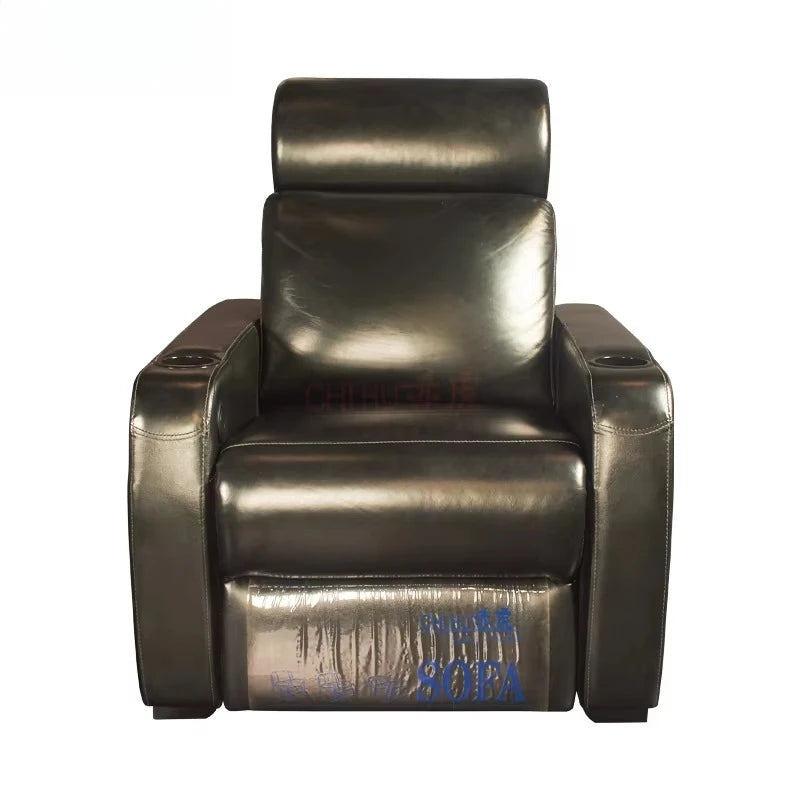 4seater Fully Black Power Reclining Theater Furniture Movie Seats Electric Headrest Loveseat Middle Theatre Cinema Sofa Recliner