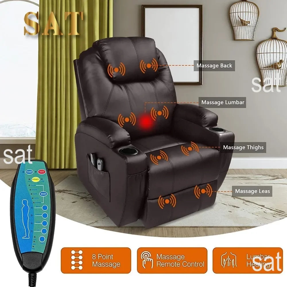For Power Lift Recliner Chair with Massage, Single Sofa, Home Theater Seating with Heat and Vibration Sofa, Recliner Chair
